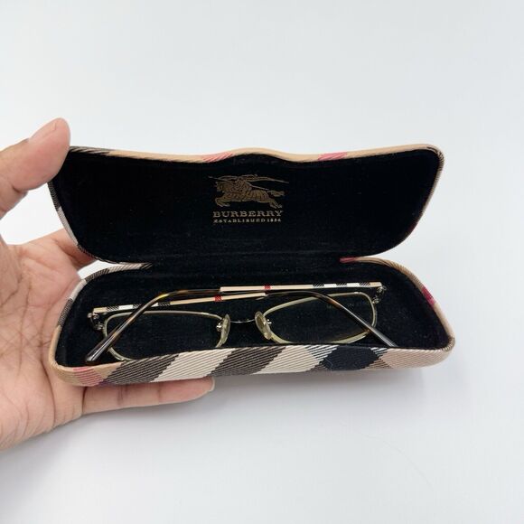 BURBERRY Eyeglasses B 1256 1145 135 Gunmetal Frames w/plaid design temples main image 8